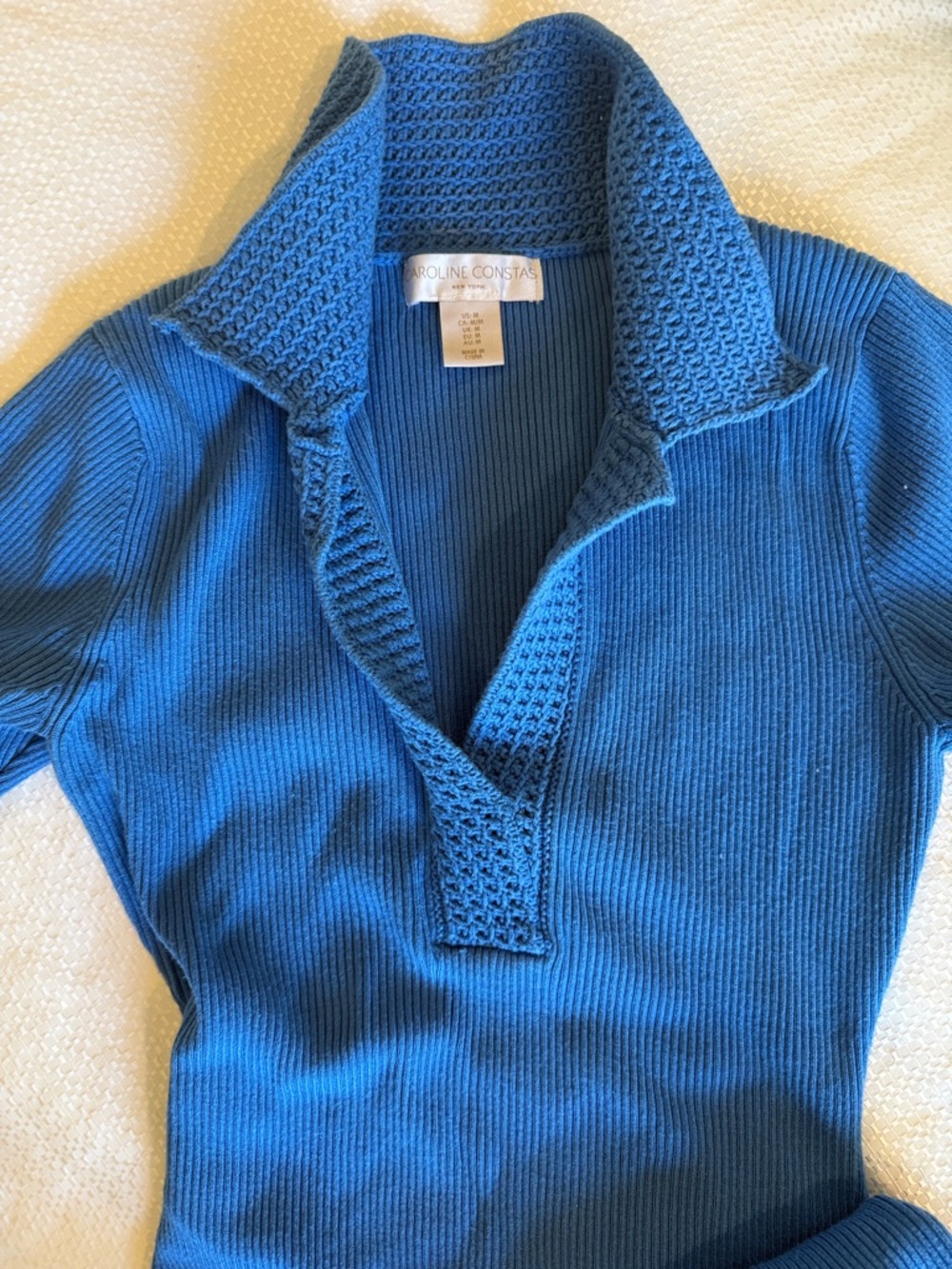 Caroline Constas peacock blue Polo-Style Knit midi dress